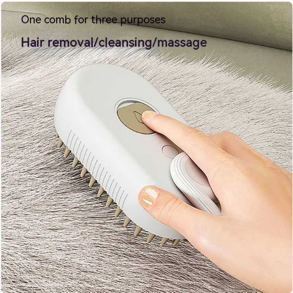 Muffy 3-in-1 electric pet brush set in milk brown with multiple brush heads for grooming dogs and cats.