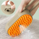 Muffy 3-in-1 electric pet brush set with milk brown color, featuring interchangeable brush heads for grooming dogs and cats.