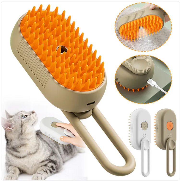 Muffy 3-in-1 electric pet brush set in milk brown with interchangeable brush heads for grooming dogs and cats.