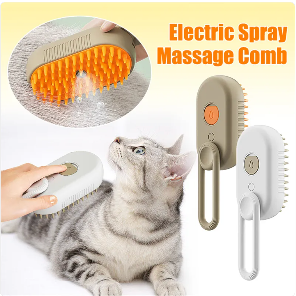 Muffy 3-in-1 electric pet brush set with milk brown color, featuring multiple attachments for grooming dogs and cats.