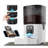 Muffy automatic cat feeder with manual camera, 2.4G WiFi, digital feed dispenser for pet food and remote monitoring.