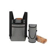 Muffy grey pet travel bag with ventilation panels and adjustable straps, designed for comfortable pet transportation.
