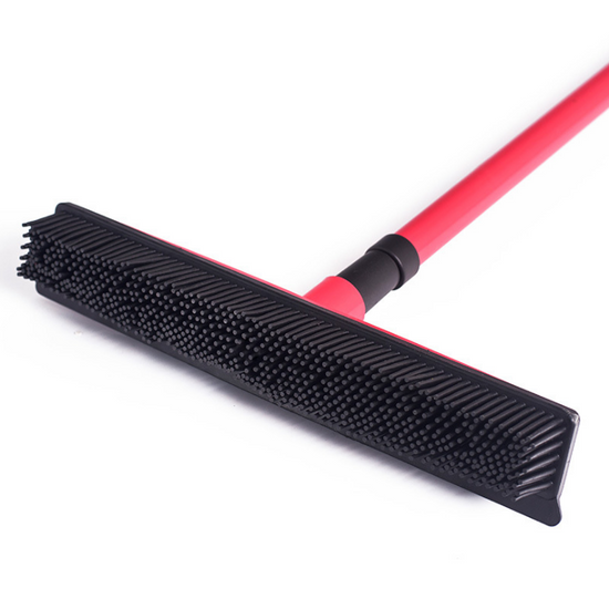 Muffy pet hair removal broom with long handle and rubber brush for easy pet hair cleanup on furniture and floors
