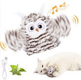Muffy USB rechargeable interactive flapping bird cat toy with colorful feathers and motion, designed to entertain cats.