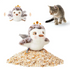 Muffy USB rechargeable interactive flapping bird cat toy with feathers and plastic body, designed to entertain cats.