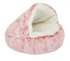 Pink semi-closed small pet bed with universal cover nest, perfect for cozy comfort and secure resting for small pets.