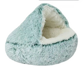 Pink semi-closed pet bed with universal cover nest for small pets, designed for comfort and cozy hiding space.