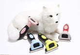Pink Muffy ABS pet hair removal comb with removable blades for effective pet hair grooming and shedding control.
