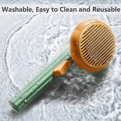 Purple Muffy Pumpkin Pet Grooming Brush with ergonomic handle for gentle grooming and brushing of cats and dogs.