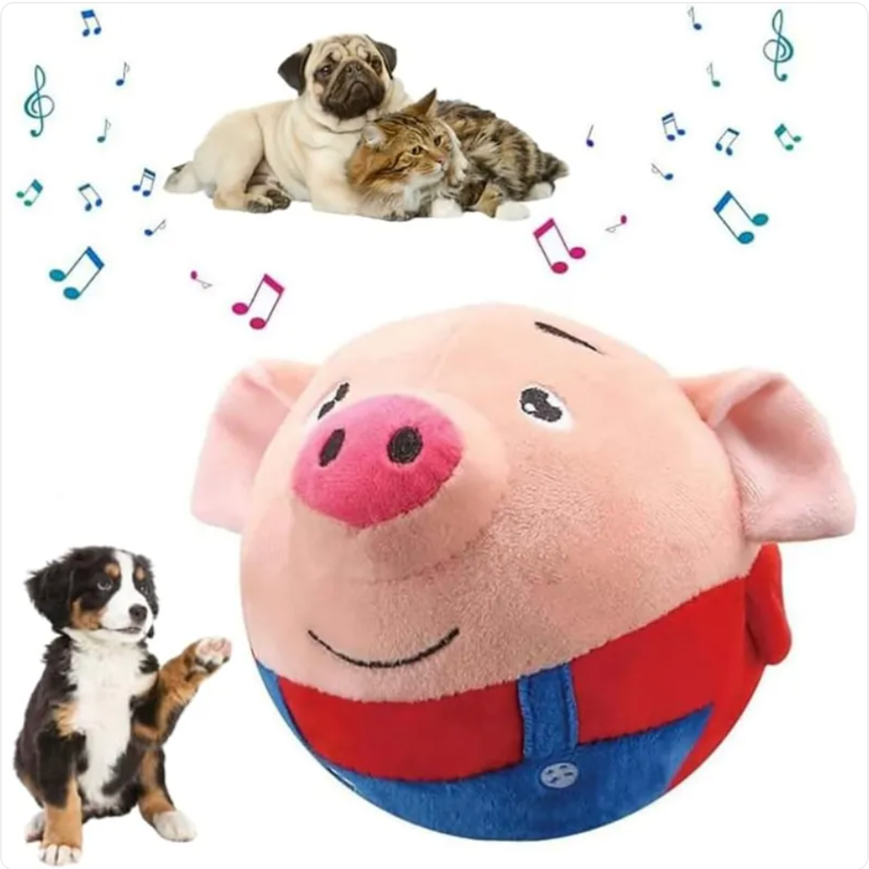Red plush squeaky dog toy from Muffy, designed for chewing and play, with a soft, textured surface and a built-in squeaker.