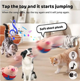Red plush squeaky dog toy by Muffy with a charging design, soft and fun for playful dogs.