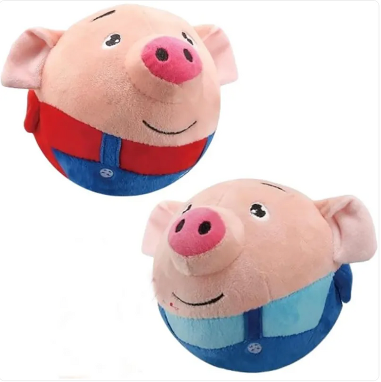 Red plush squeaky dog toy by Muffy, soft and durable with a built-in squeaker for playful chewing and entertainment.