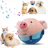 Red plush squeaky dog toy by Muffy, soft and cuddly with a charging design, perfect for active play and dental fun.
