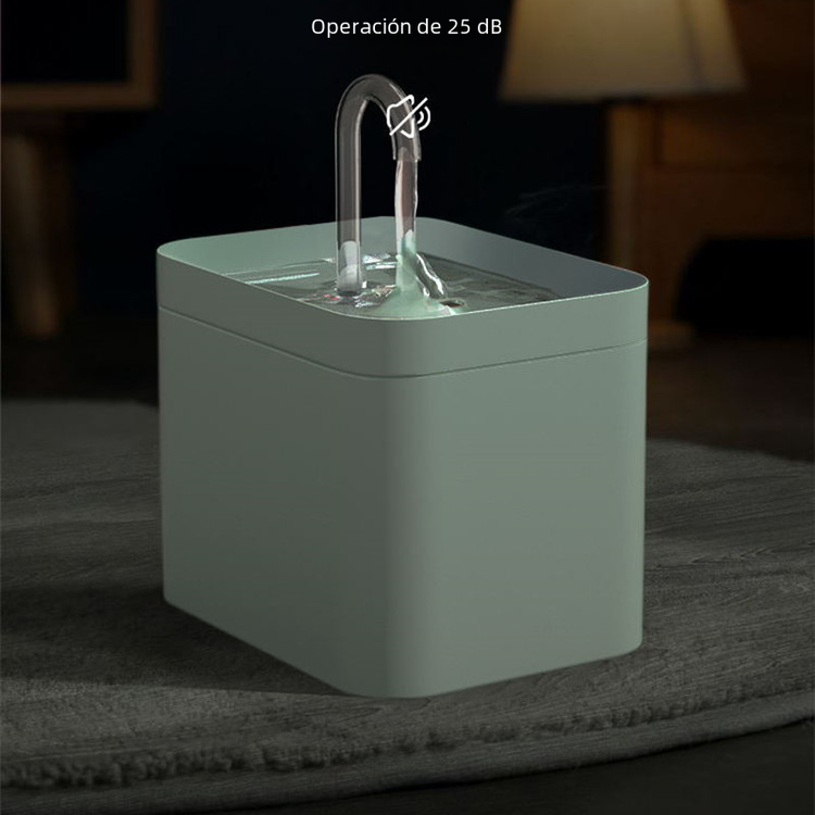 Muffy automatic cat water fountain with USB interface, green cover, white crystal elbow, designed for pets&
