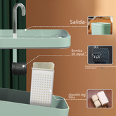 Muffy automatic cat water fountain with USB interface, green cover, white crystal elbow, designed for pet hydration.