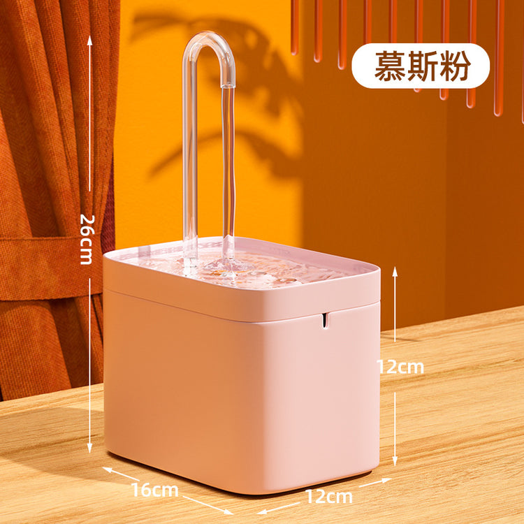 Muffy automatic cat water fountain with USB interface, green cover, white crystal elbow, designed for pets&