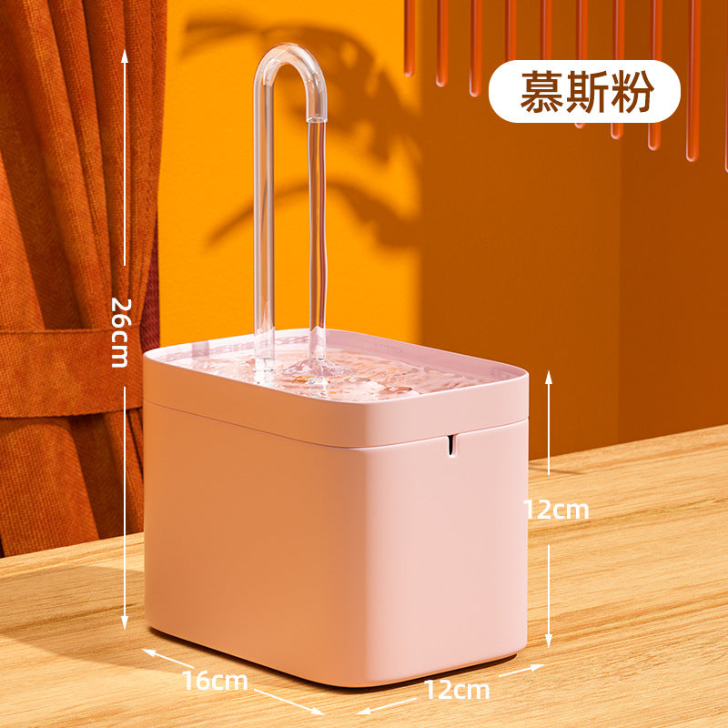 Muffy automatic cat water fountain with USB interface, green cover, white crystal elbow, designed for pets&