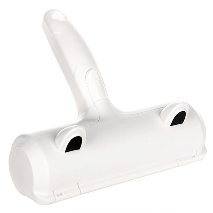 Muffy pet hair removal brush in white for carpets and furniture, designed to easily remove pet hair and lint.