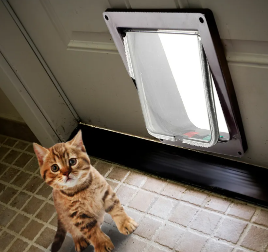 White Muffy lockable pet door showing a secure, easy-to-use door for pets to pass through safely.