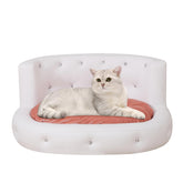 White PVC Pet Bed by Muffy, mini cat sleeping bed with crystal button, modern animal sofa for small pets