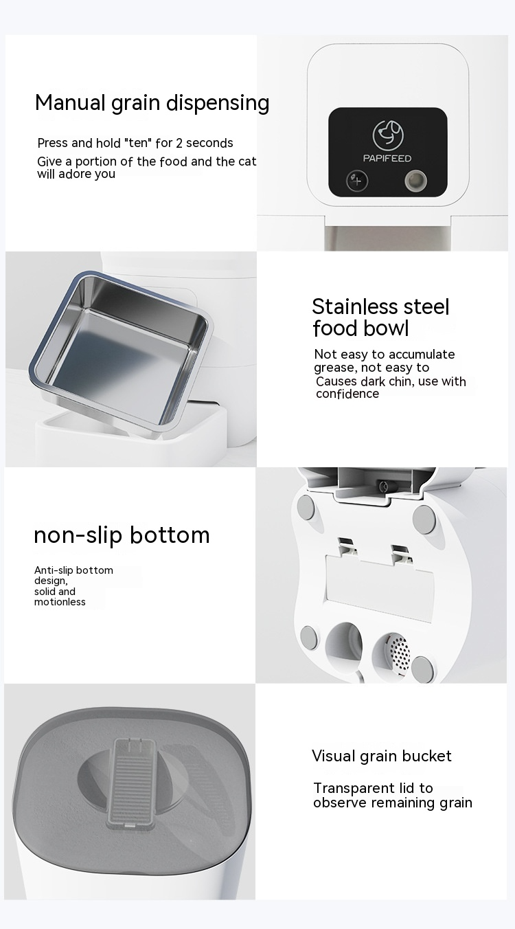 White Muffy 6L automatic pet feeder with digital timer and food dispenser for easy pet feeding.