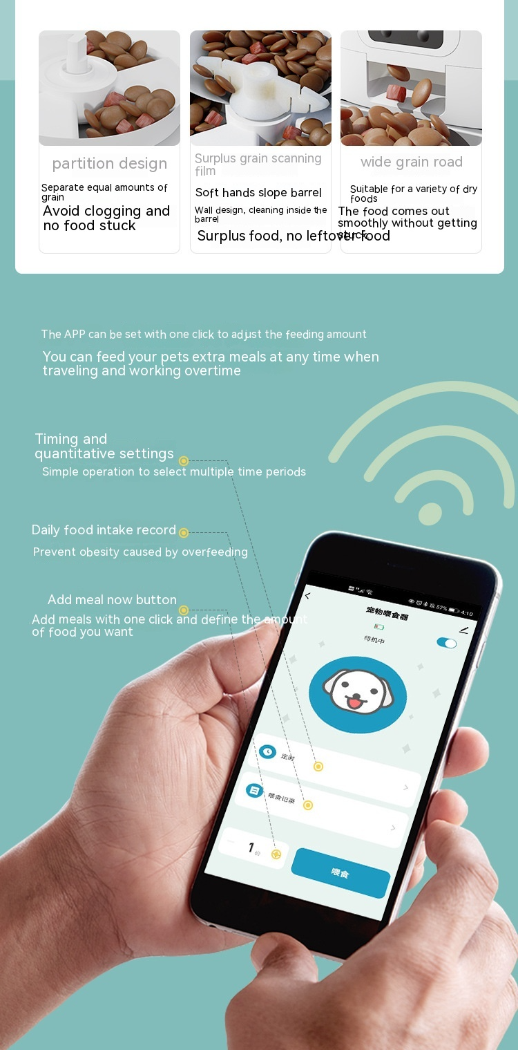 White 6L Muffy automatic pet feeder with digital timer and portion control for feeding cats and dogs.