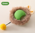 Green PurrPlay Self-Rolling Cat Toy Ball by Muffy with a rope attachment, designed to entertain cats with rolling motion.