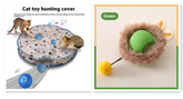 Green Muffy PurrPlay self-rolling cat toy ball with attached rope, designed to entertain and engage cats in play.