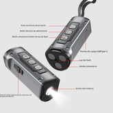 Muffy 2023 Ultrasonic Dog Repeller with flashlight in black, handheld device for humane pet deterrence and outdoor safety.